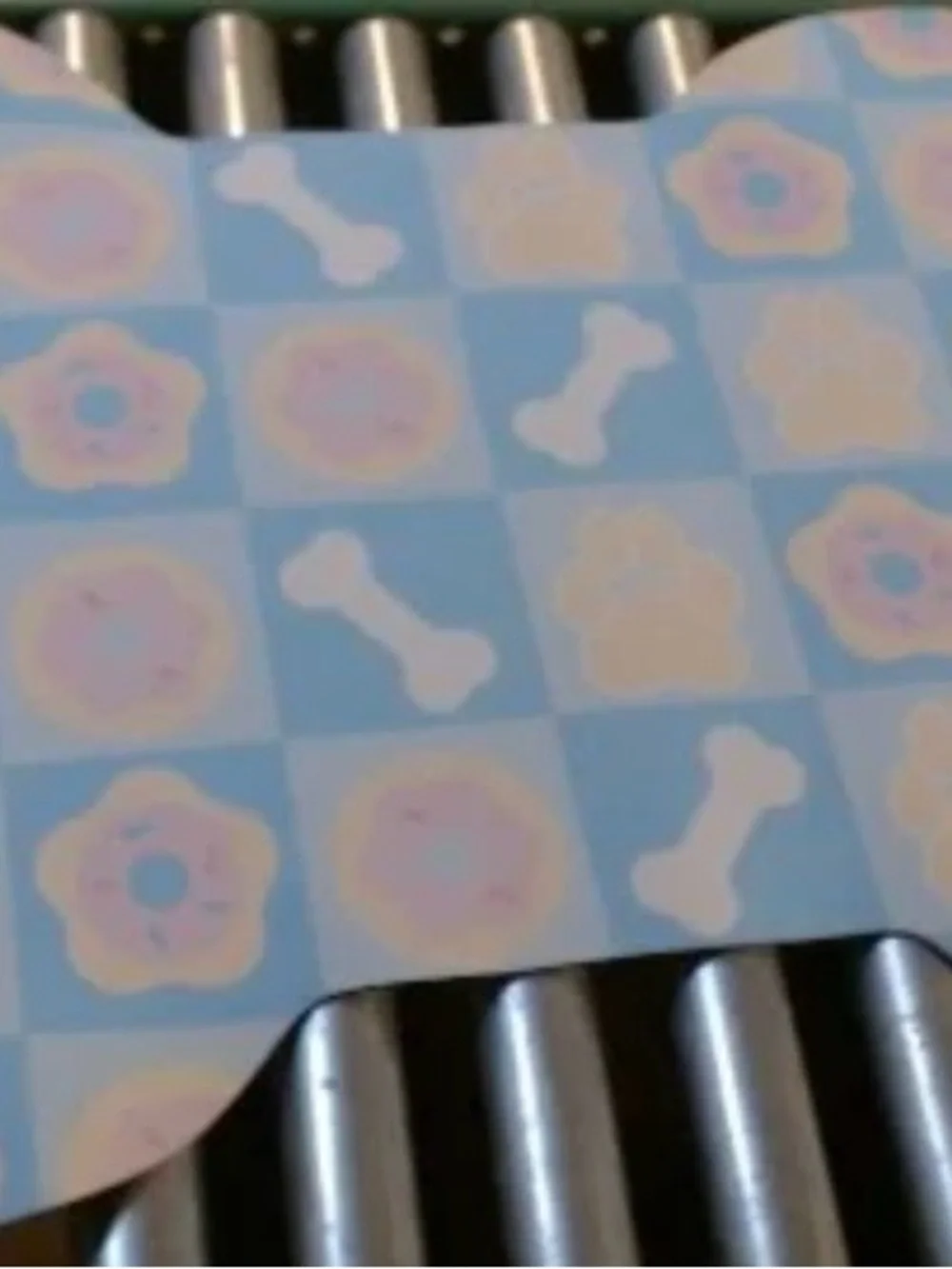 Pet Placemat- Bone Shaped- Pink with Strawberries or Blue with Donuts